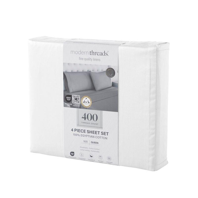 Modern Threads Modern Threads 400 Thread Count 100% Egyptian-Quality Cotton Sheet Set, Ultra Soft, Breathable, Durable