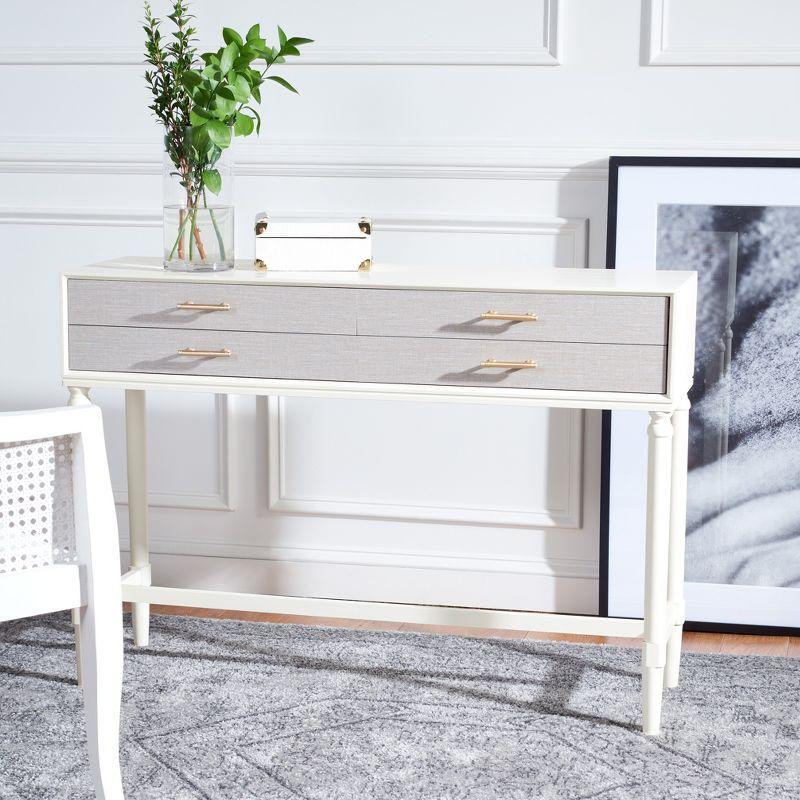 White Wood and Metal Console Table with Storage