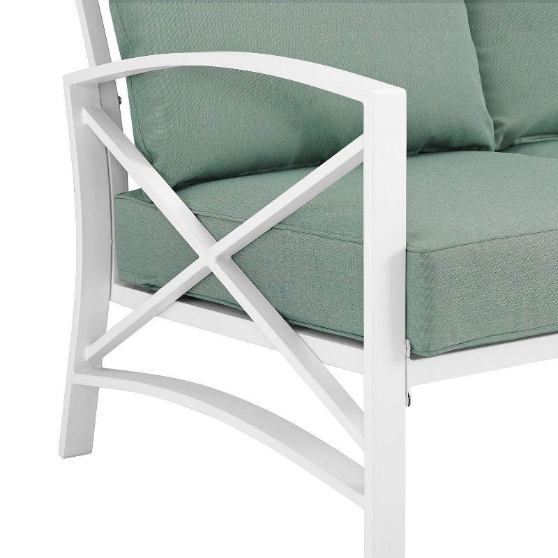 Pistachio Green and White Steel Outdoor Loveseat