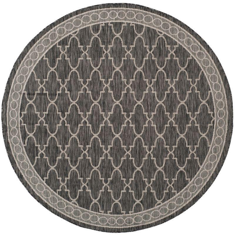 Courtyard CY8871 Power Loomed Indoor/Outdoor Area Rug - Black/Beige - 6'7" Round - Safavieh.