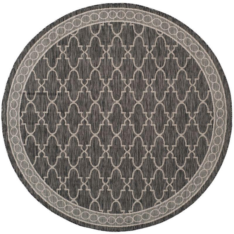 Elegant Non-Slip Black Synthetic 79" Round Area Rug