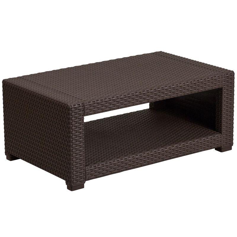 Seneca Chic Chocolate Brown Faux Rattan Outdoor Coffee Table