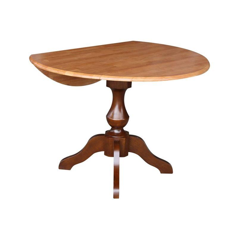 30.3" Gracelyn Round Dual Drop Leaf Pedestal Extendable Dining Table Cinnamon/Espresso - International Concepts: For Small Spaces