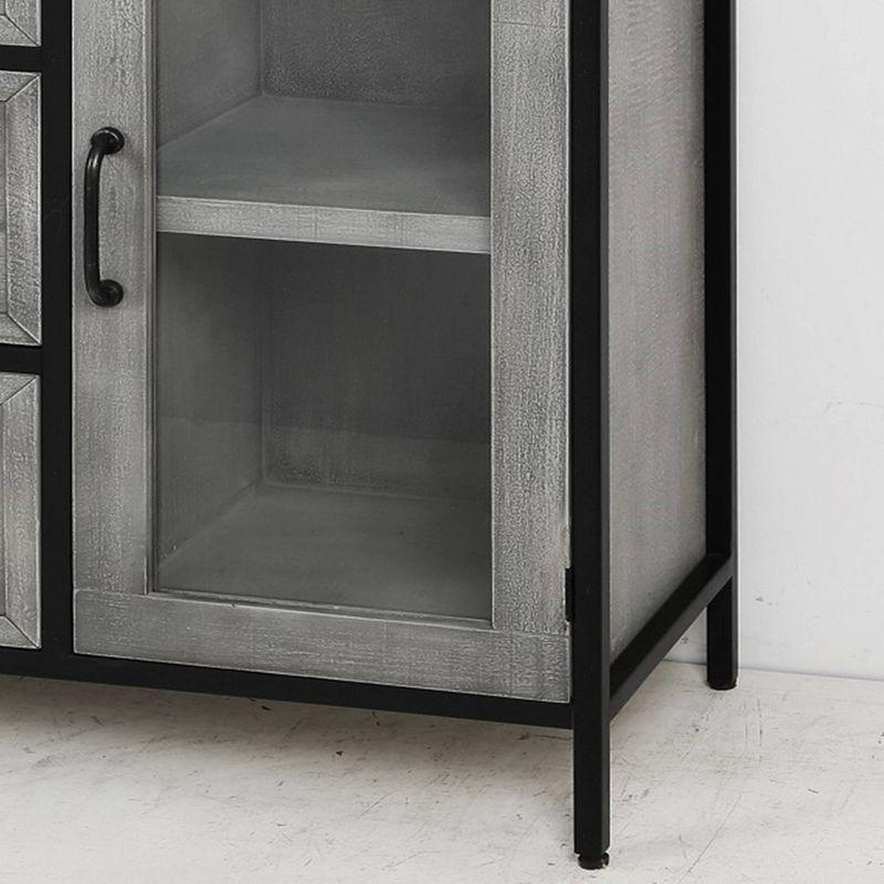 2 Doors and 3 Drawers Wood and Metal Cabinet Brown - StyleCraft: Industrial Mango Veneer Accent Storage