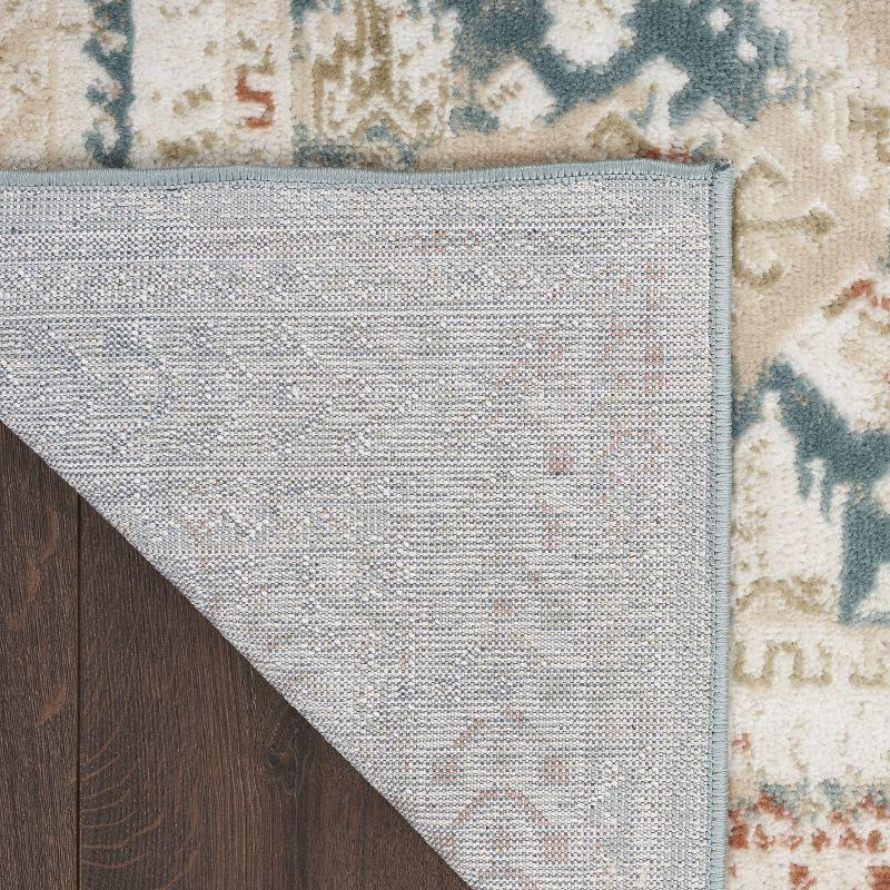 Thalia Green Ivory Geometric 5'3" x 7'3" Easy-Care Synthetic Rug