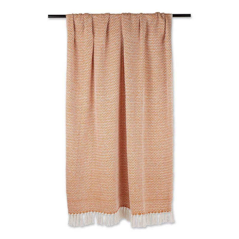 50"x60" Basketweave Cotton Throw Blanket - Pumpkin Spice