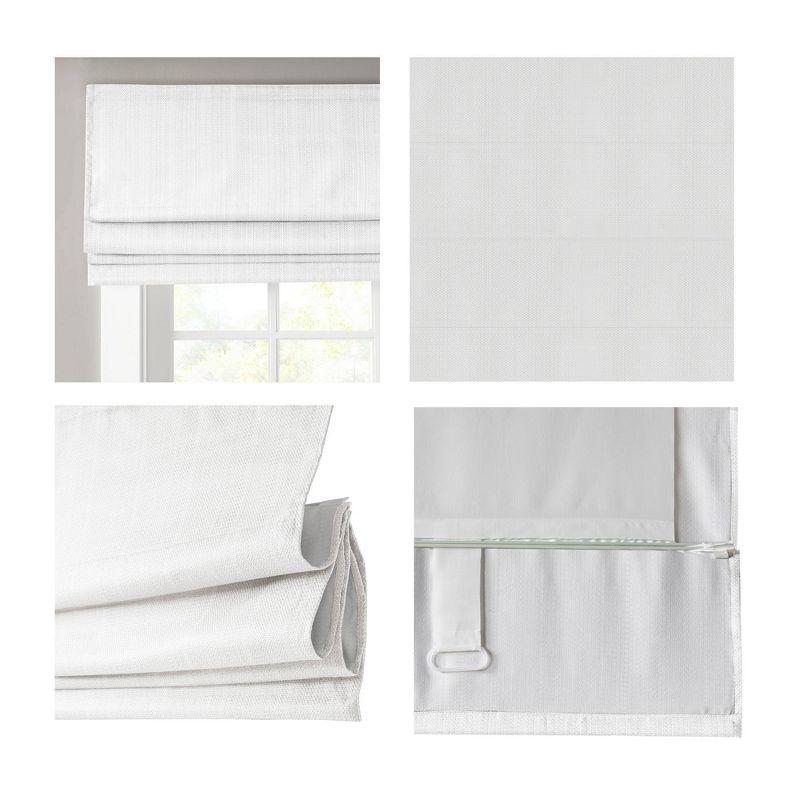 27"x64" Paxton Basketweave Room Darkening Cordless Roman Shade White - Madison Park: Window Blinds, Indoor Use