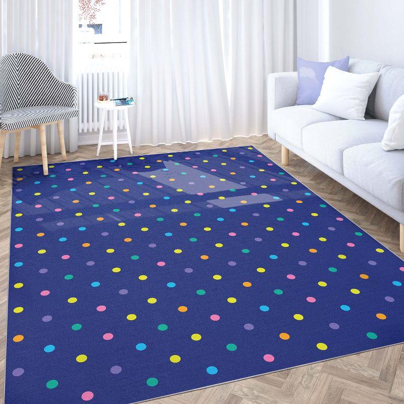 Well Woven Crayola Polka Dot Geometric Blue Area Rug