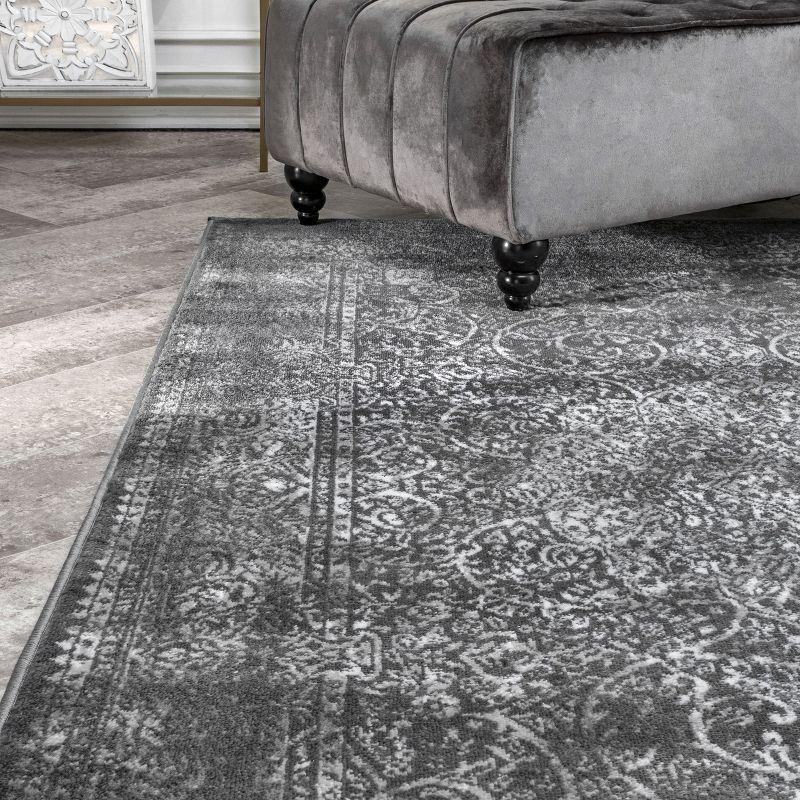 Nuloom Delores Oriental/Persian 9x12 Indoor Area Rug for Living Room Bedroom Dining Room Kitchen, Dark Grey/Ivory