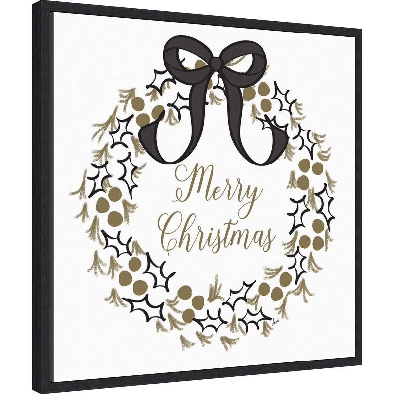 Amanti Art Merry Christmas Wreath by Andi Metz Canvas Wall Art Print Framed 22-in. W x 22-in. H.