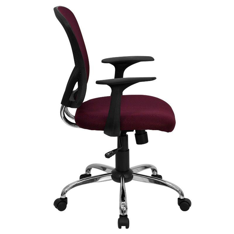 Flash Furniture Mid-Back Burgundy Mesh Swivel Task Office Chair with Chrome Base and Arms