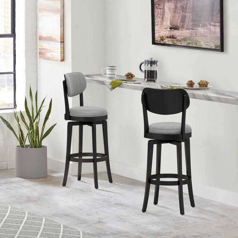 31" Sloan Swivel Barstool Black/Gray - Hillsdale Furniture: Upholstered, Matte Finish, Wood Legs, Foam Padded