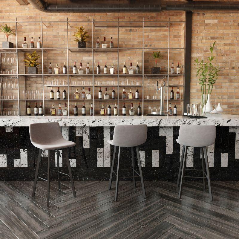 Flash Furniture Set of 2 Commercial Indoor Armless Iron Barstools - Gray LeatherSoft