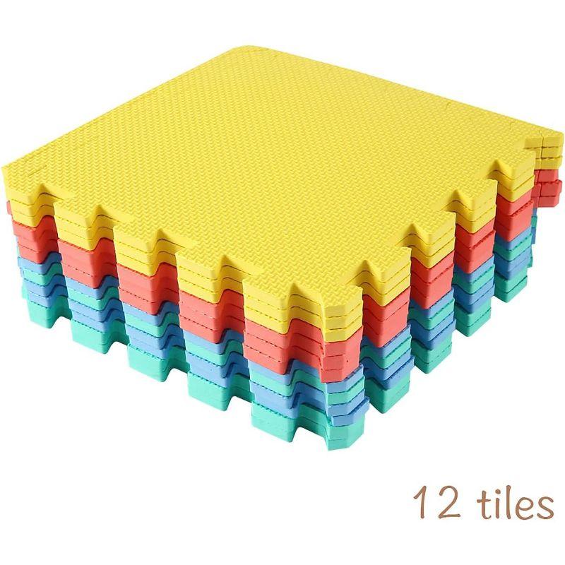 Easy Playhouse: Soft Foam Floor Puzzle Tiles – 12 Mats + 14 Borders for Kids & Adults Rooms