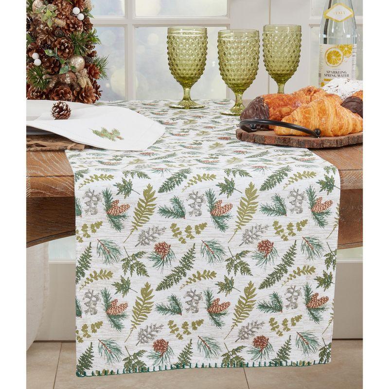 Saro Lifestyle Dining Table Runner With Forest Foliage Design, Green, 16" x 72"