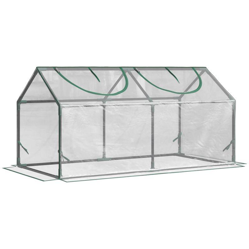 Clear PVC Portable Mini Greenhouse with Zippered Windows