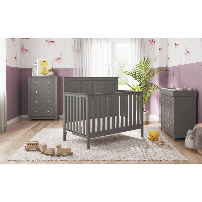 Lunar Gray Modern Chevron 3-Drawer Nursery Dresser