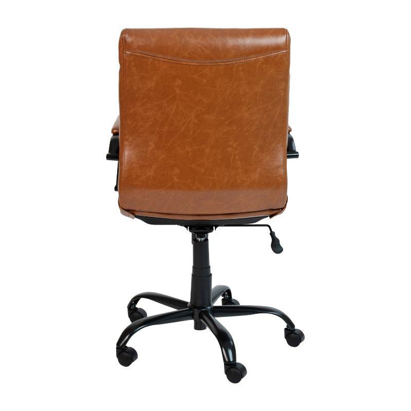 Milano Brown Faux Leather Mid-Back Office Chair with Black Frame