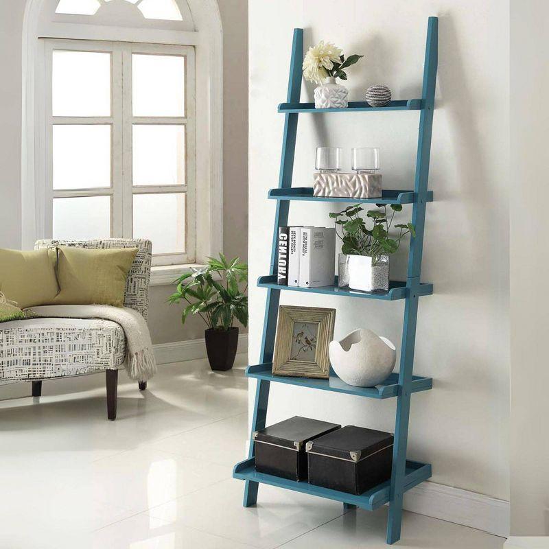 72.25" Blue Pine French Country Bookshelf Ladder