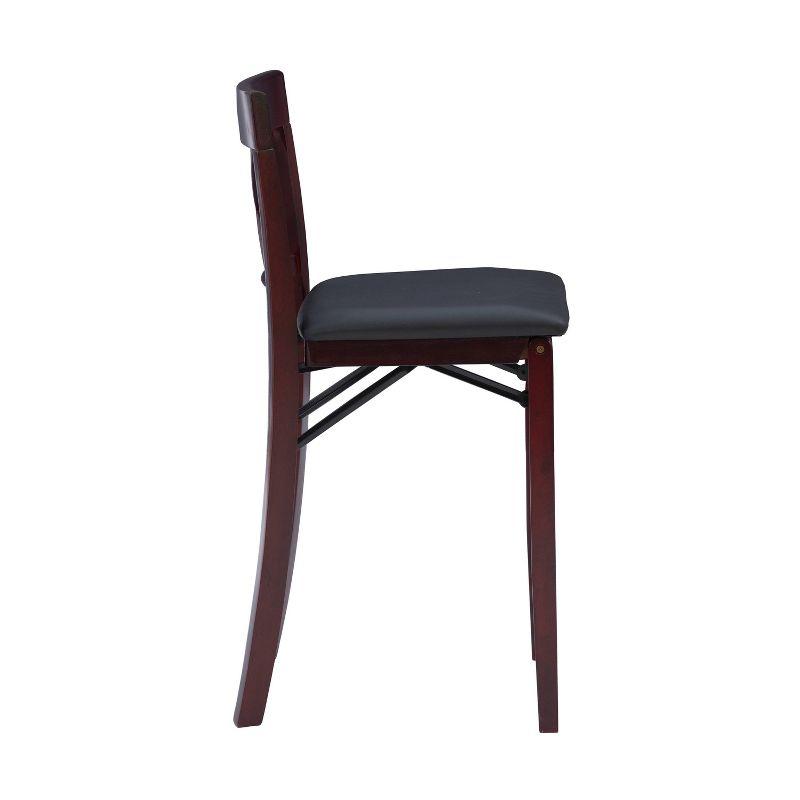 Triena X Back Faux Leather Folding Counter Height Barstool Espresso - Linon: Padded Seat, 24" High