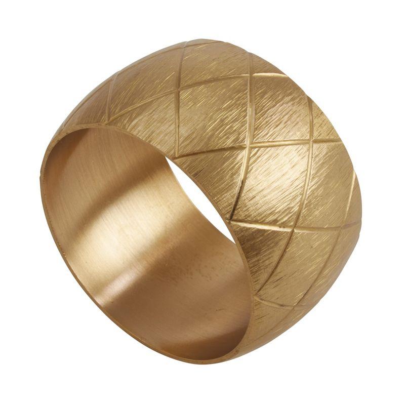 Gold Harlequin Design Brass Napkin Rings, Set of 4