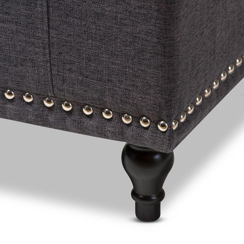 Baxton Studio Kaylee Modern Classic Fabric Upholstered Button - Tufting Storage Ottoman Bench - Dark Gray: Rectangle, Polyester, Wood Frame