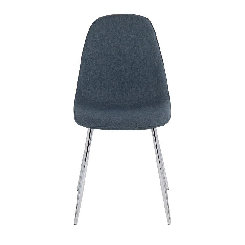 Set of 2 Pebble Metal/Polyester Dining Chairs with Chrome Legs Blue - LumiSource: Steel Frame, Foam Cushion, Spot Clean