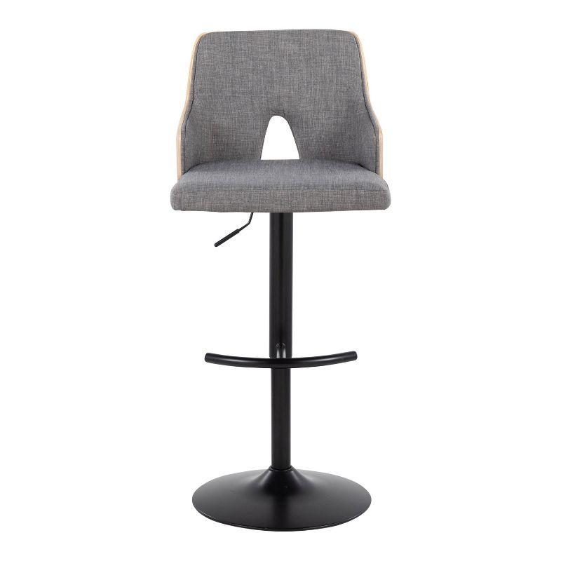 LumiSource Set of 2 Stella Adjustable Swivel Barstools Black/Natural Wood/Light Gray