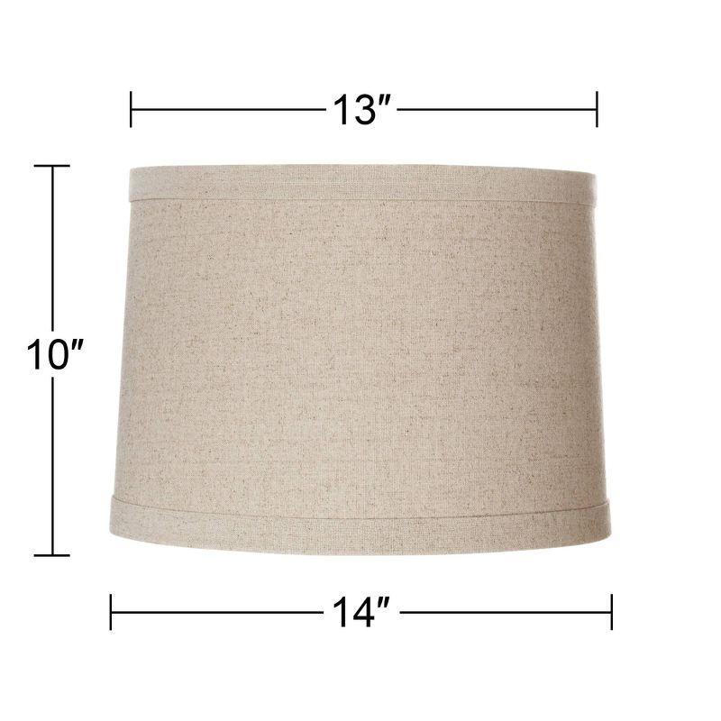 Springcrest Set of 2 Natural Linen Medium Drum Lamp Shades 13" Top x 14" Bottom x 10" High (Spider) Replacement with Harp and Finial