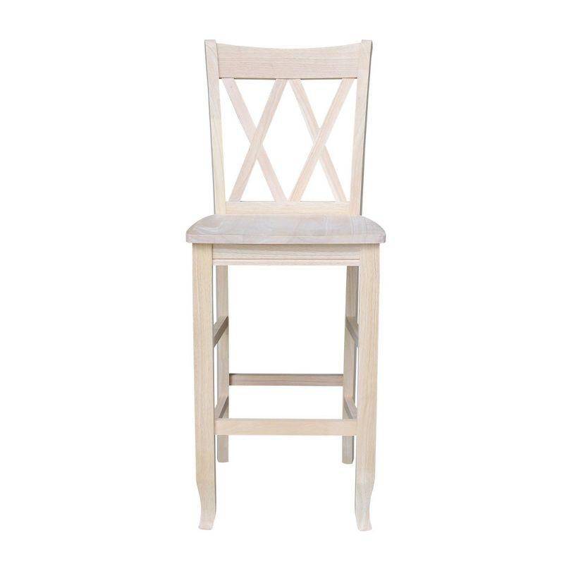 International Concepts 30" Double X Back Counter Height Barstool Unfinished: Solid Wood, Armless