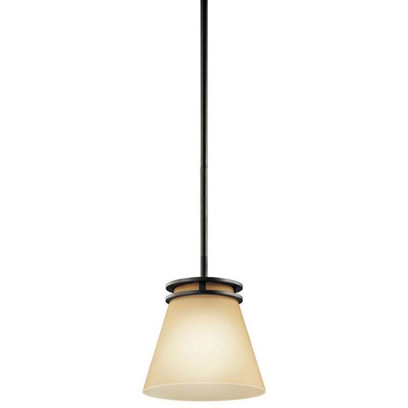 Olde Bronze 8'' Modern Mini Pendant with White Glass Shade