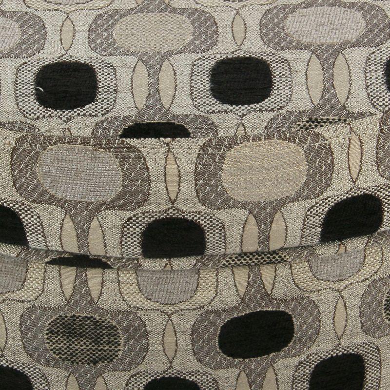 Round Storage Ottoman Black Geo - HomePop: Upholstered Medallion Pattern, Plywood & Hardwood Frame, 250 lbs Capacity