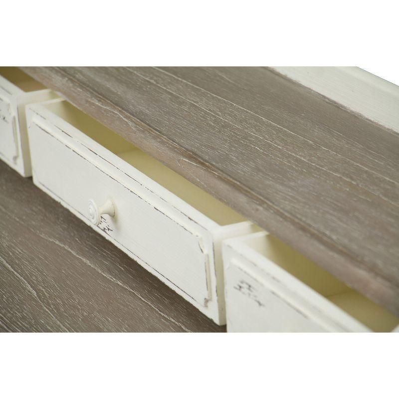 Anjou Chic White and Light Brown Writing Desk with Storage