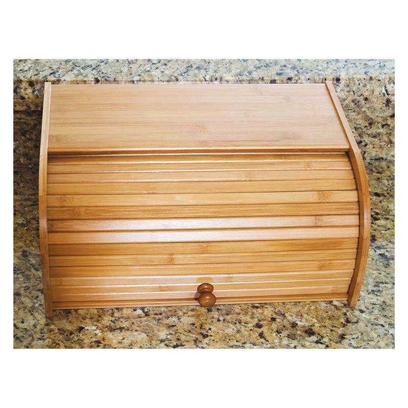 Natural Bamboo Rolltop Bread Box with Knob Handle