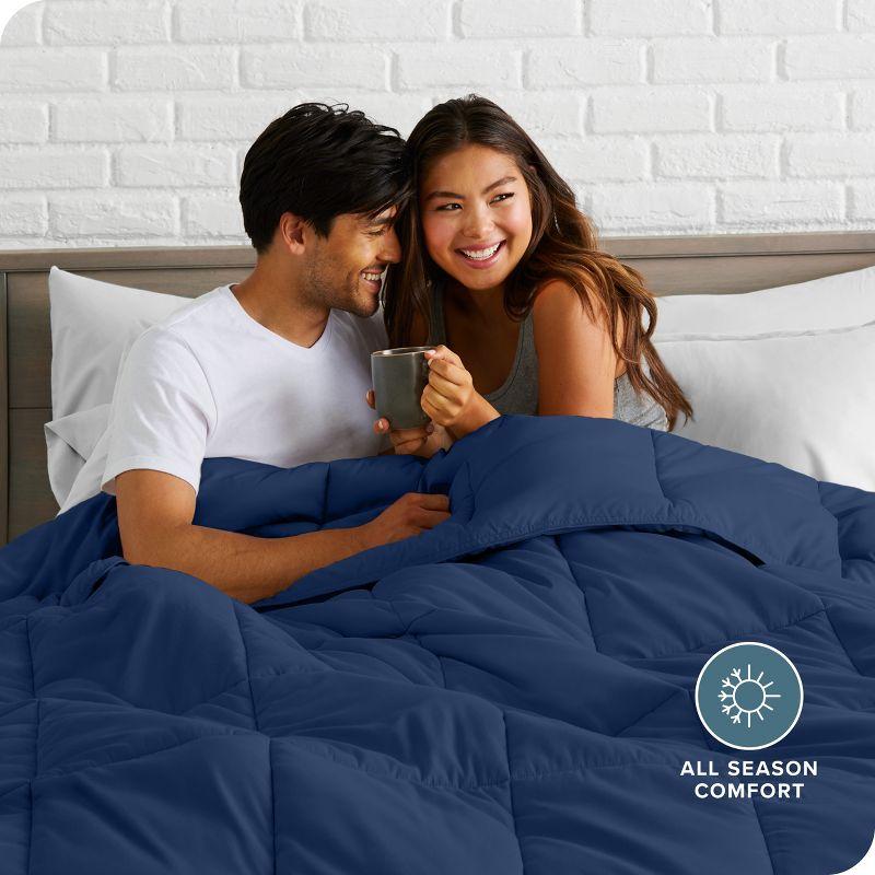 Queen Comforter Set 5Pc Down Alternative Ultra Soft Solid Comforters with Shams, Decorative Pillow & Bed Skirt - Navy