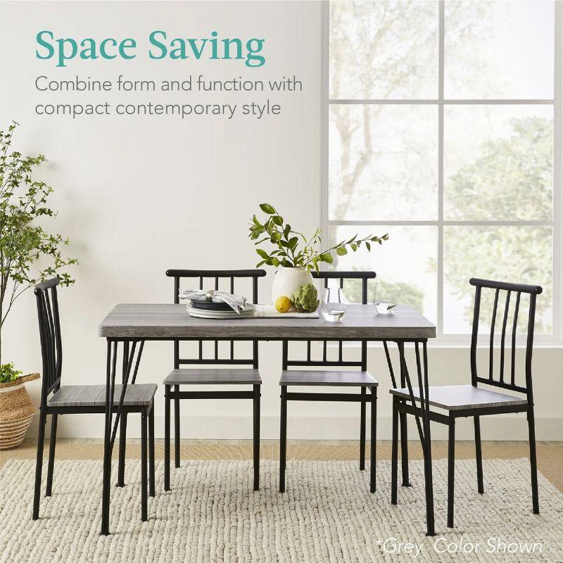 Best Choice Products 5-Piece Indoor Modern Metal Wood Rectangular Dining Table Furniture Set w/ 4 Chairs