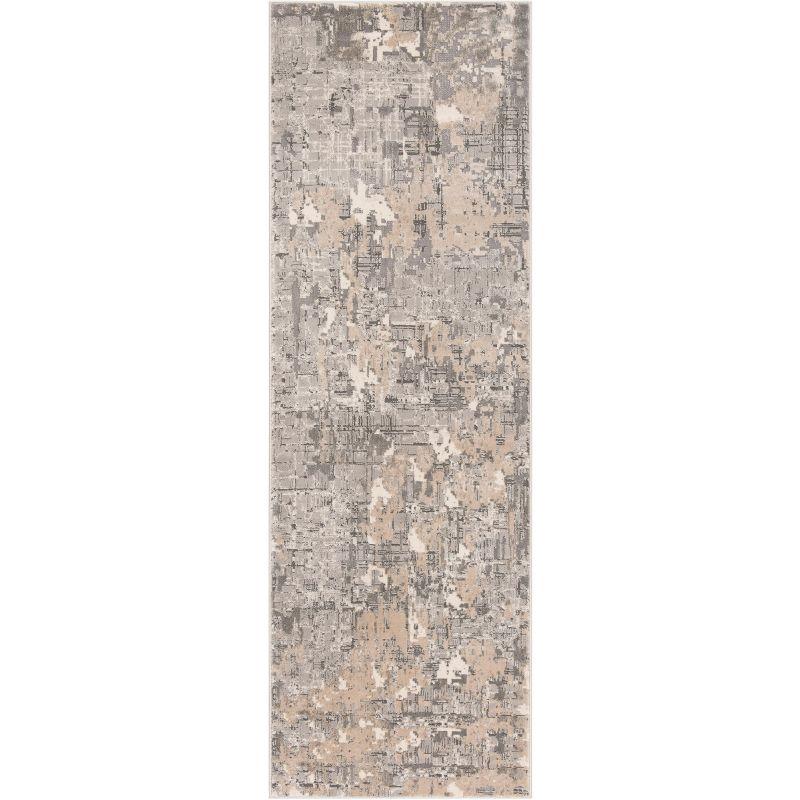 Abstract Elegance 31" Round Gray Synthetic Area Rug