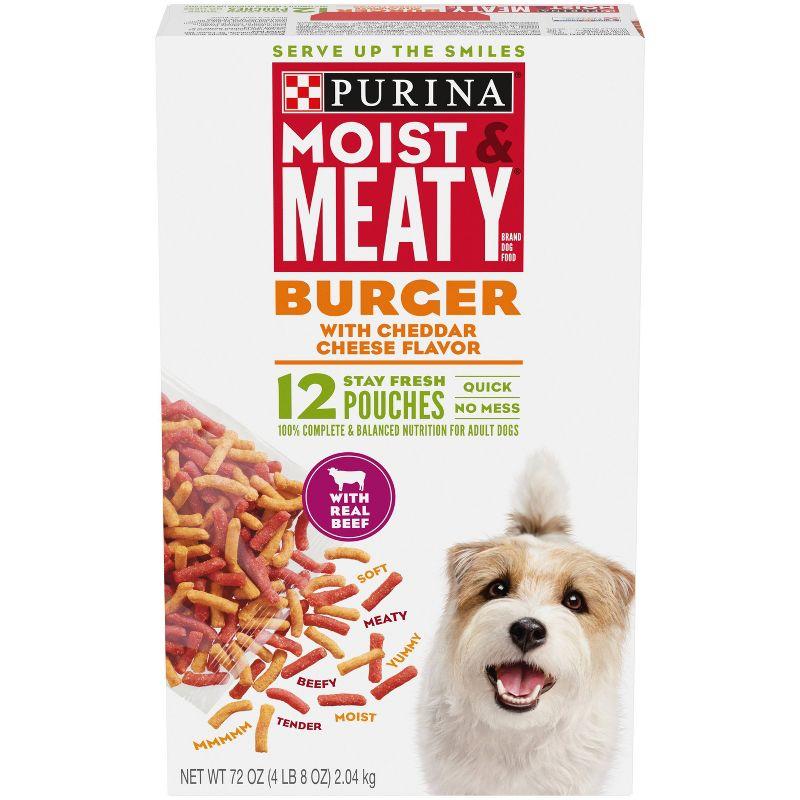 Moist & Meaty Burguer with Cheddar Cheese and Beef Flavor Dry Dog Food - 12ct Pack