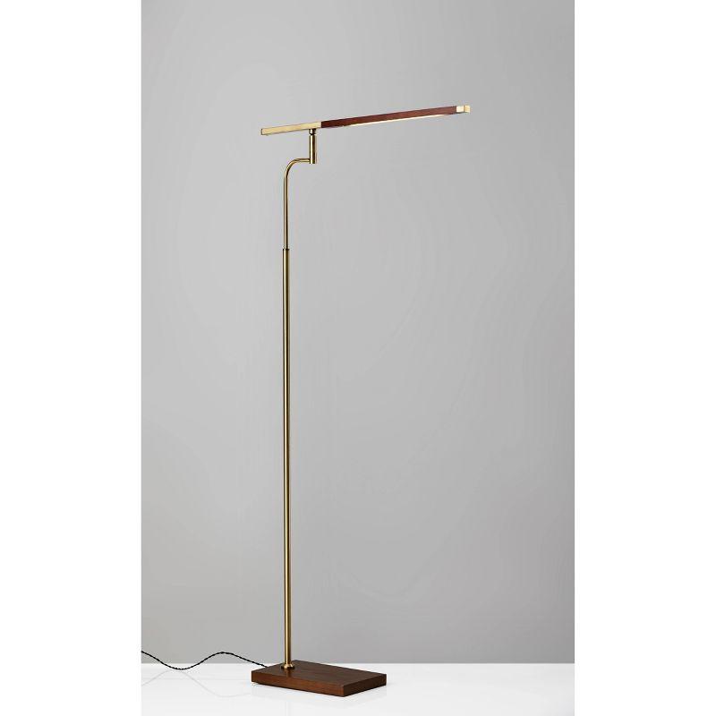 50.5" x 62.5" 3-way Barrett Floor Lamp: LED, Walnut Wood, Touch Sensor - Adesso