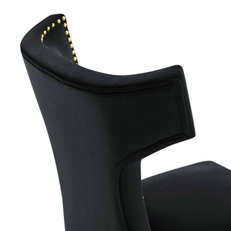 Set of 2 Curve Performance Velvet Dining Chairs Black - Modway: Rubberwood Frame, Armless, Spot Clean
