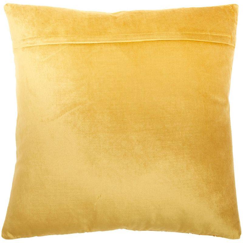 20"x20" Oversize Sofia Beaded Striped Square Throw Pillow Gold - Mina Victory: Velvet Texture, Indoor Elegance, Zippered