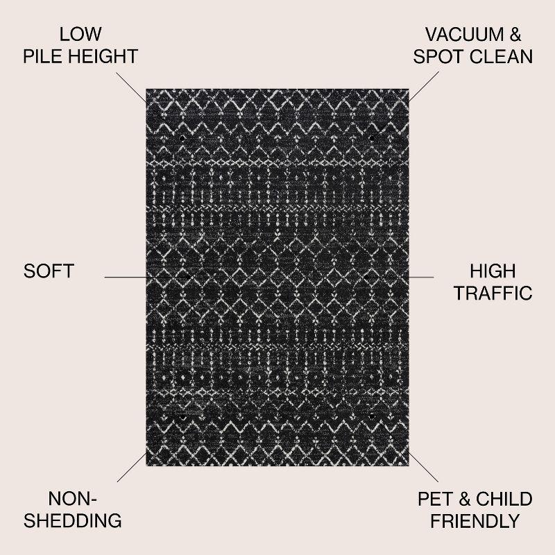 JONATHAN Y Moroccan HYPE Boho Vintage Diamond Black/Ivory 8 ft. x 10 ft. Area Rug