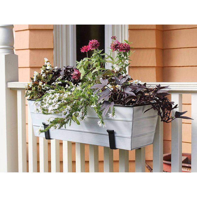 9.5" x 24" x 7.5" Galvanized Steel Flower Box Planter Cape Cod White - ACHLA Designs