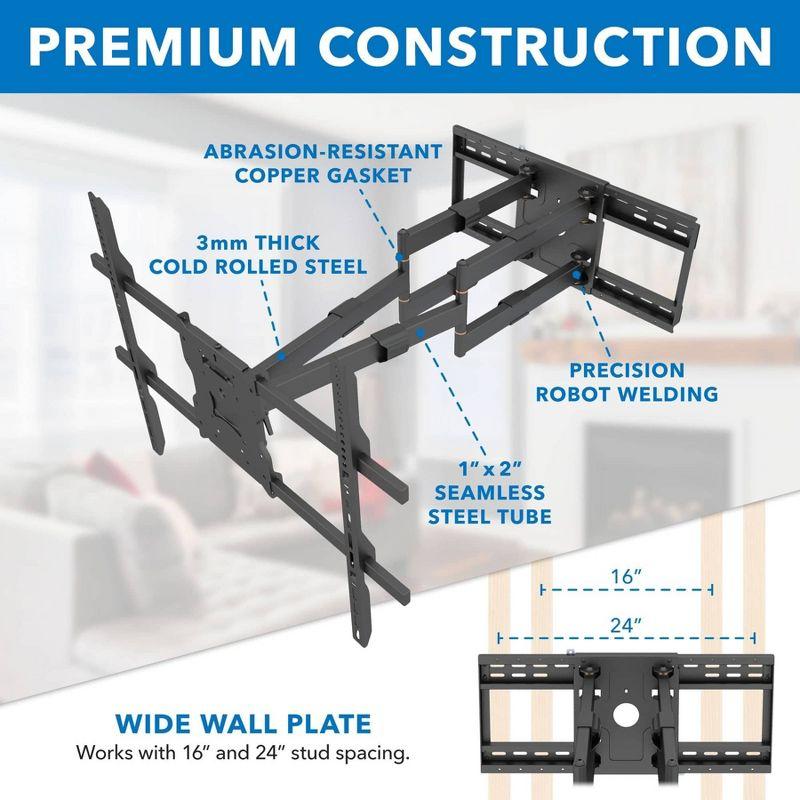 Mount-It! Full Motion TV Wall Mount with 39 Inch Long Extension Arms, Heavy Duty Dual Arm TV Mount Fits 65 to 110 Inch TVs & Fits 16 and 24 Inch Studs