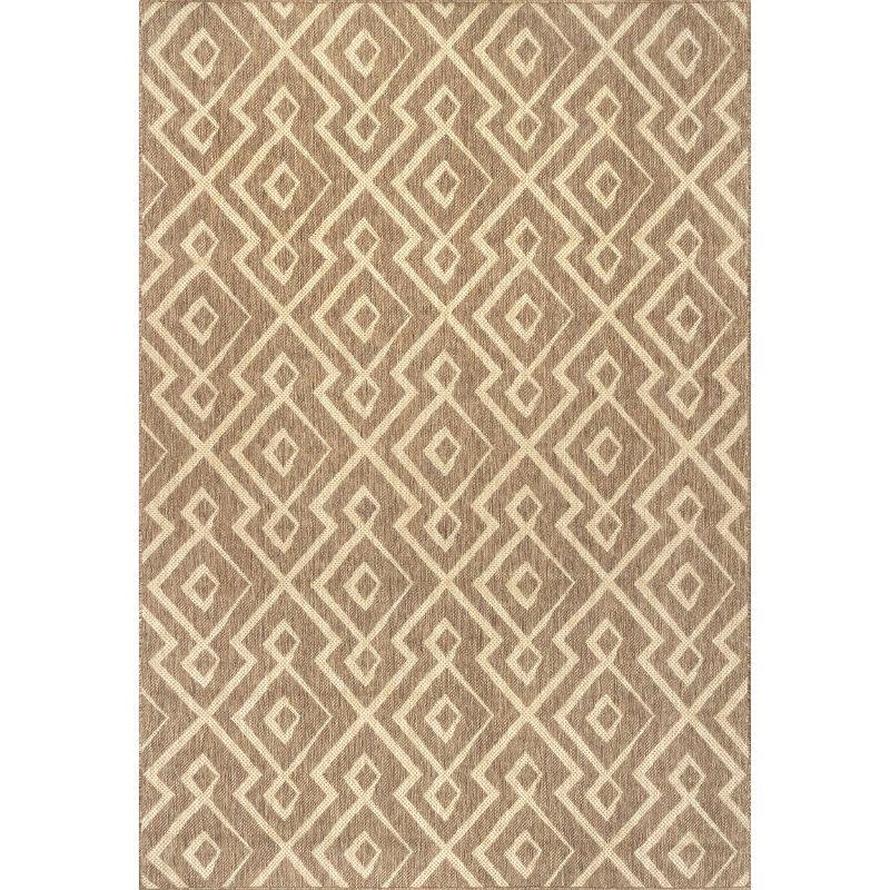 Nuloom Sammi Trellis 5x8 Indoor/Outdoor Area Rug for Living Room Patio Deck Front Porch Kitchen, Brown/Ivory