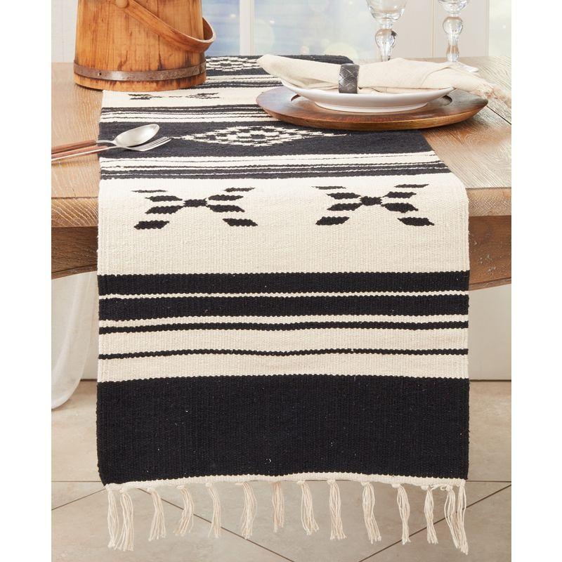 Saro Lifestyle Rustic Charm Southwestern Table Runner, 16"x72", Black