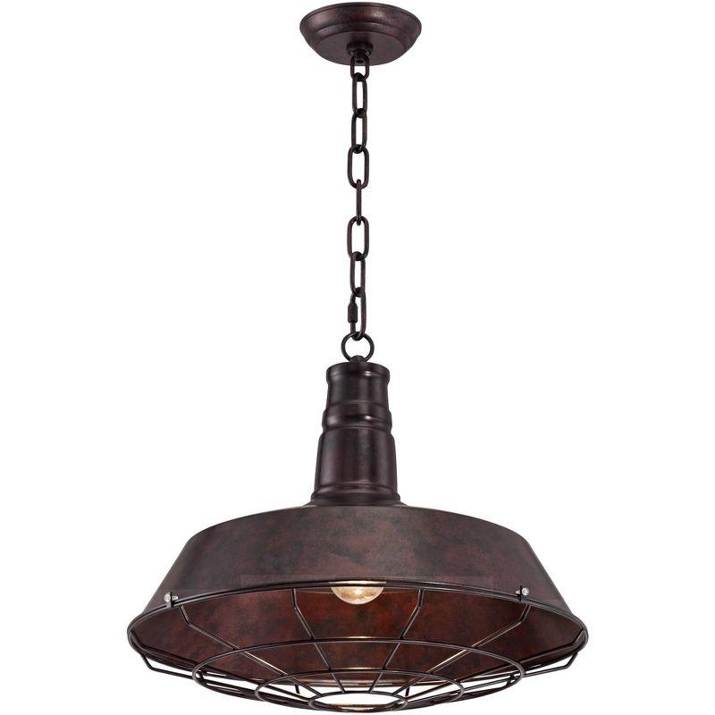 Rust Bronze Farmhouse Industrial Cage Pendant Light