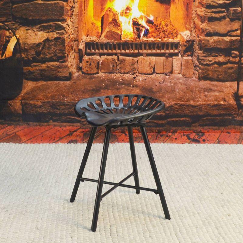 Jace Black Cast Iron Tractor Seat Fireside Bench