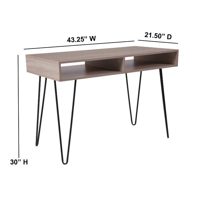 Flash Furniture Franklin Oak Wood Grain Finish Computer Table with Black Metal Legs