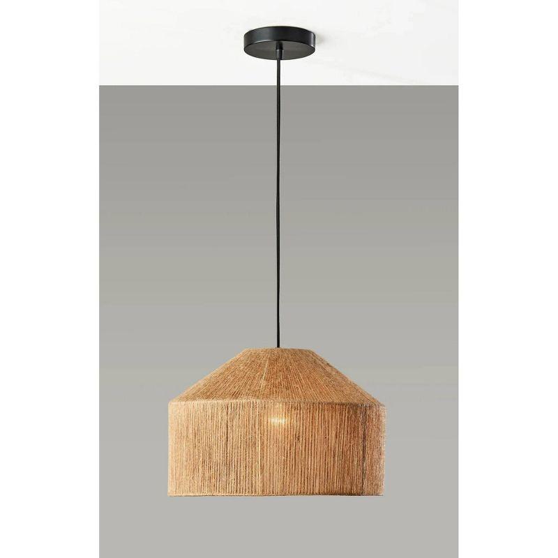 Adesso Amalfi Pendant Black: UL Listed, 15" Dome Rope Shade, Dimmable, Metal Body
